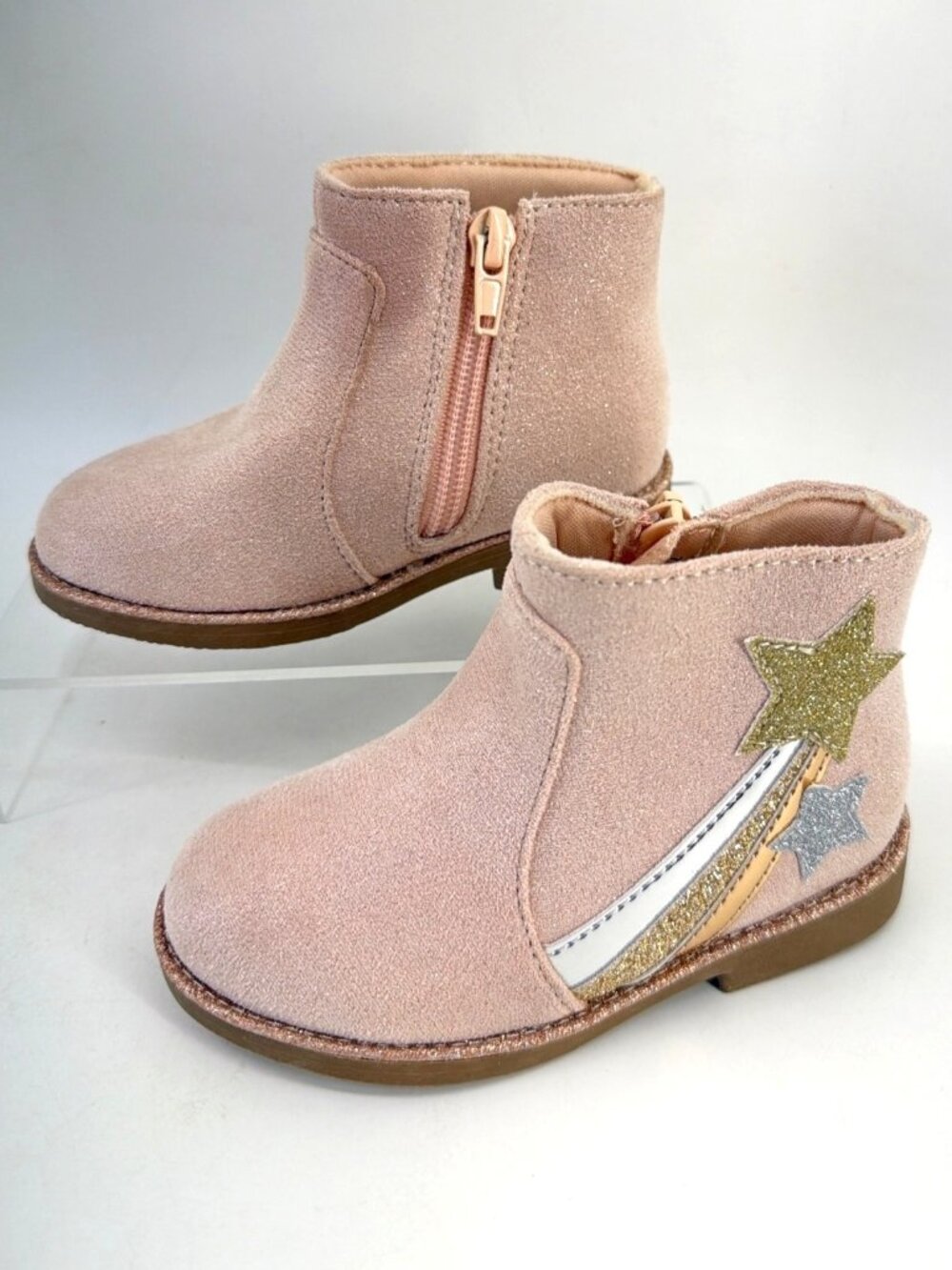Tucker + Tate Pink Boots Star Glitter Ankle Booties Baby Size 7